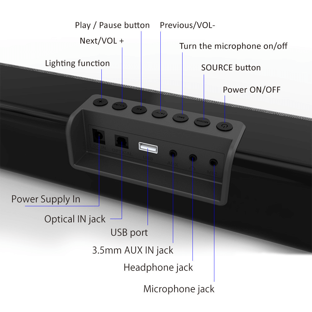 Bosebt LP-18 RGB LED Bluetooth Speaker, Hi-Fi Stereo, 1200mAh Battery
