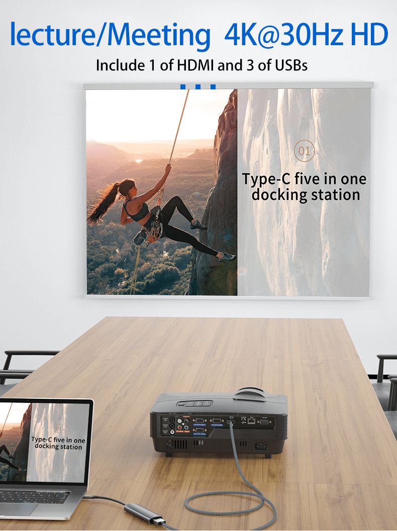 5-in-1 USB-C Hub 0302GR with 4K Output, USB 3.0, 100W PD Charging