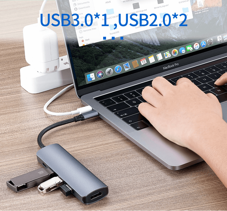 5-in-1 USB-C Hub 0302GR with 4K Output, USB 3.0, 100W PD Charging