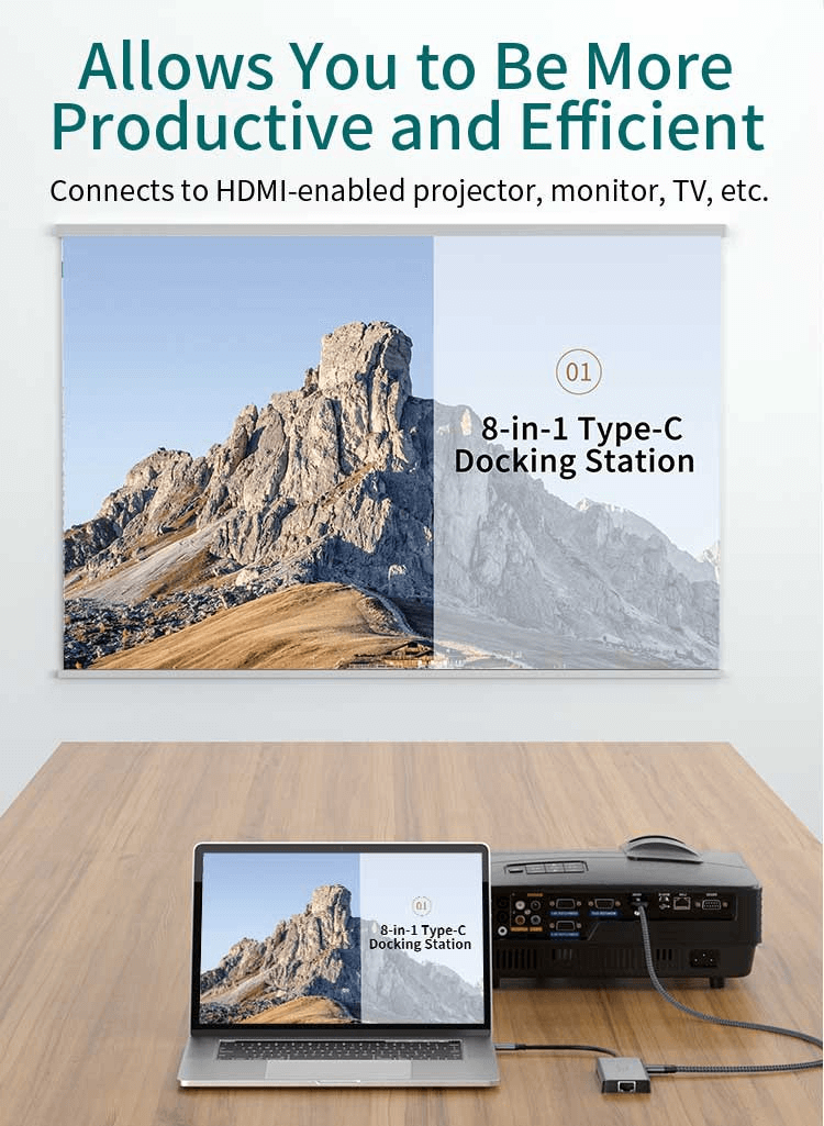 8-in-1 USB-C Hub 0307 with 4K HDMI, Ethernet, 100W PD, SD/TF