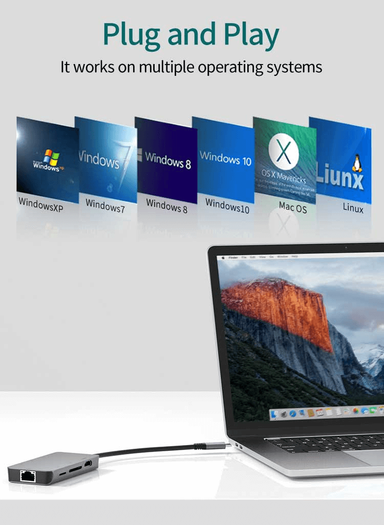 8-in-1 USB-C Hub 0307 with 4K HDMI, Ethernet, 100W PD, SD/TF