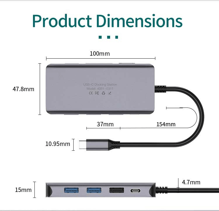 8-in-1 USB-C Hub 0307 with 4K HDMI, Ethernet, 100W PD, SD/TF