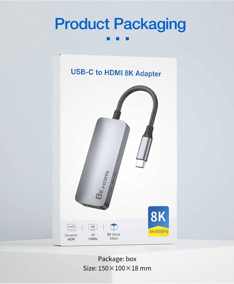 8K USB-C to HDMI Adapter 0103, 60Hz, HDR, Gold-Plated Connector