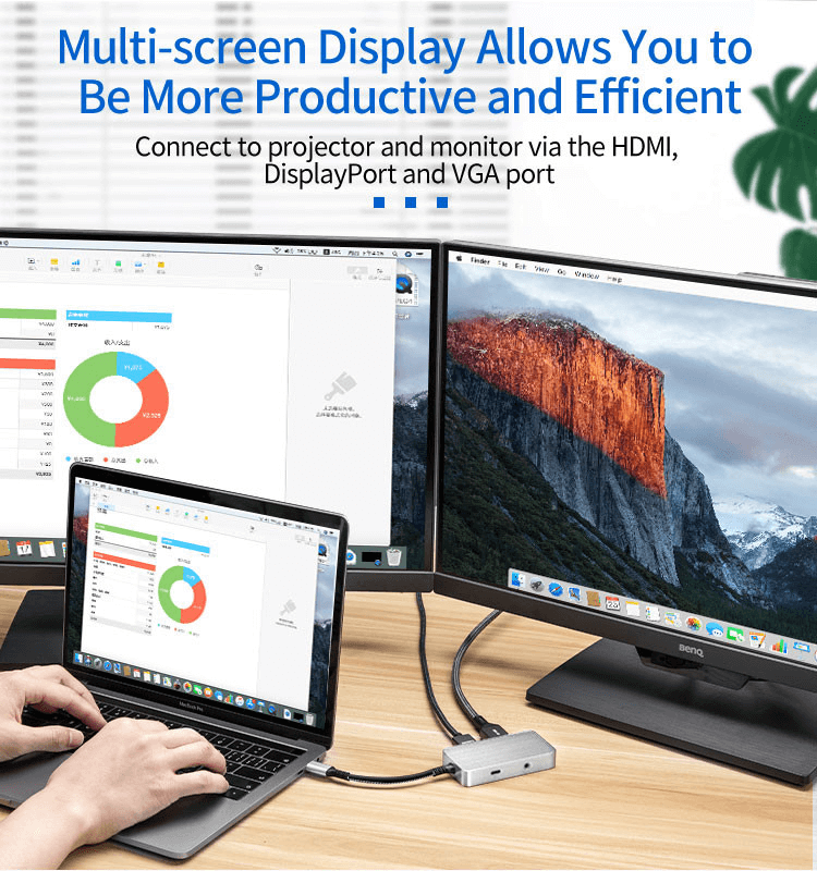 5-in-1 USB-C Hub 0101 with HDMI, DP, VGA, 100W PD, Audio Port