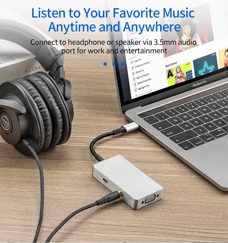 5-in-1 USB-C Hub 0101 with HDMI, DP, VGA, 100W PD, Audio Port