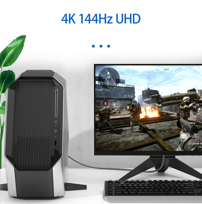DP 1.4 8K UHD Cable, 4K 144Hz, Aluminum Case, EMI Tested