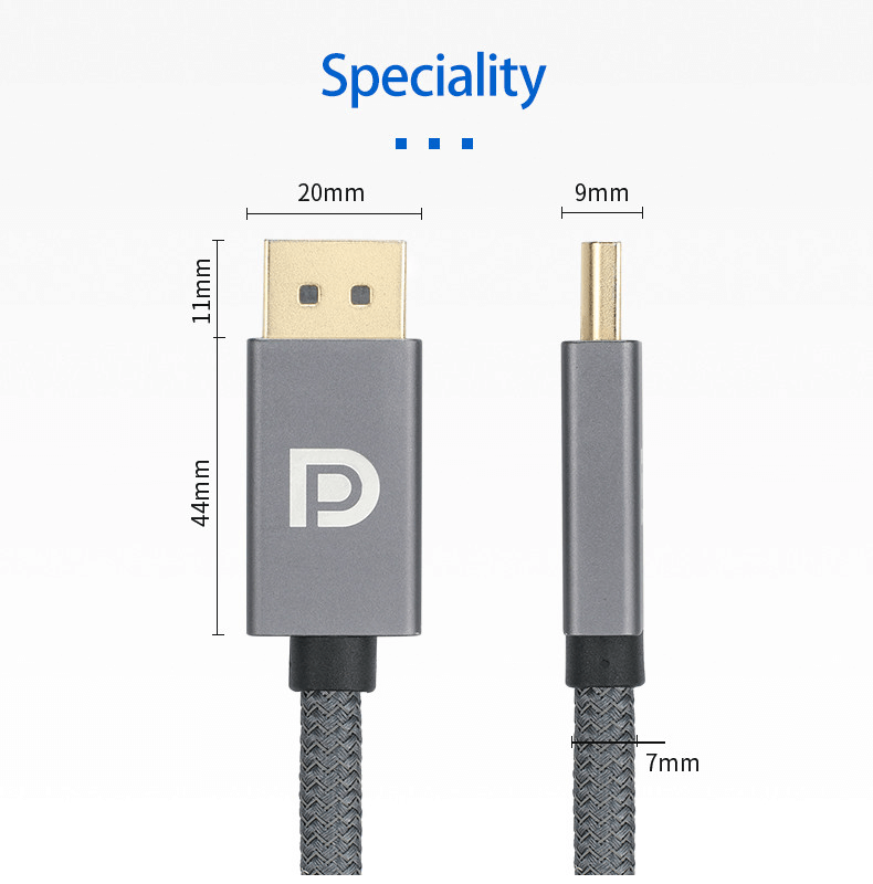 DP 1.4 8K UHD Cable, 4K 144Hz, Aluminum Case, EMI Tested