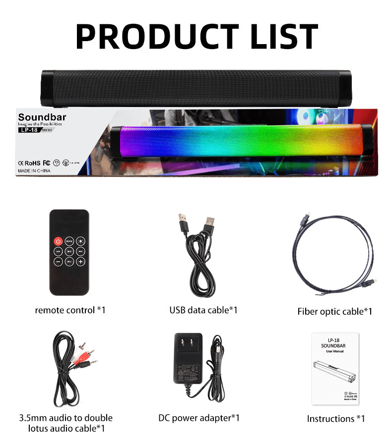 Bosebt LP-18 RGB LED Bluetooth Speaker, Hi-Fi Stereo, 1200mAh Battery