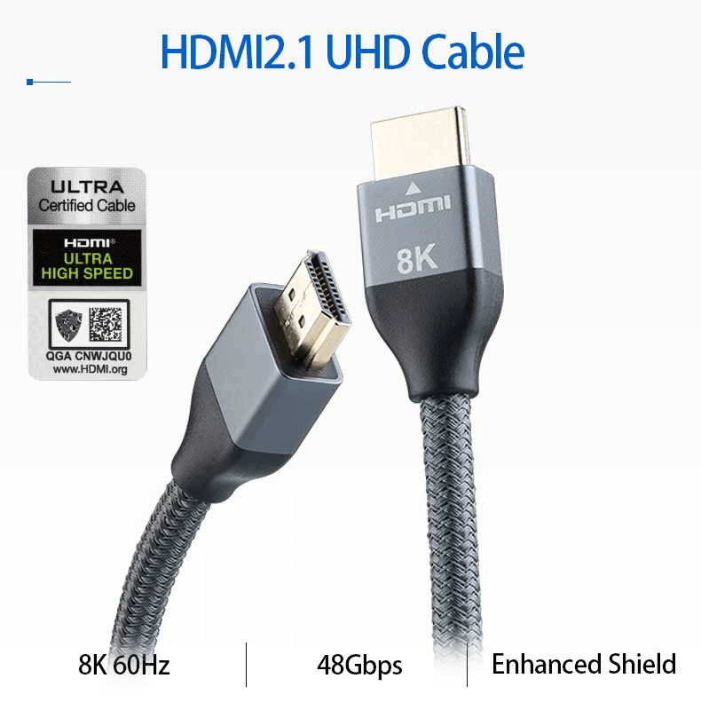 HDMI 2.1 8K UHD Cable, 60Hz, 48Gbps, Aluminum Case