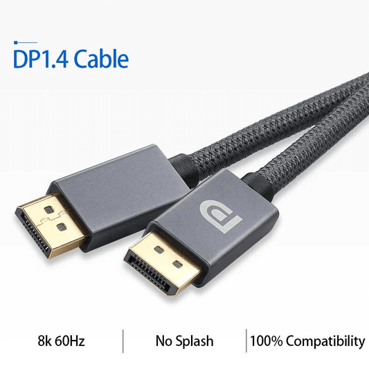 DP 1.4 8K UHD Cable, 4K 144Hz, Aluminum Case, EMI Tested