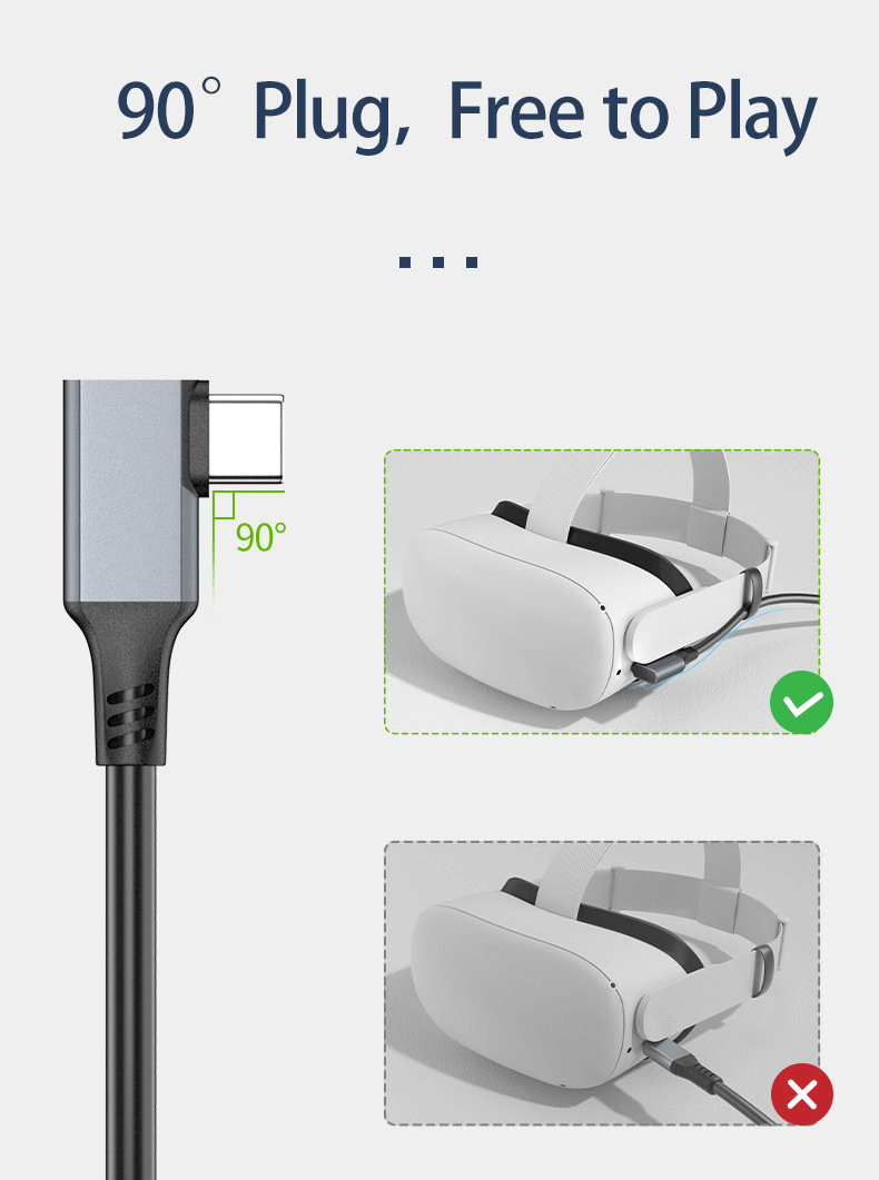 USB-C VR Cable 6m, 5Gbps Speed, 3A PD, Low Latency